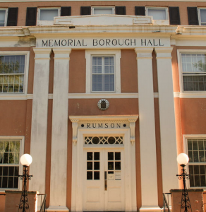 Photograph of the front of Memorial Borough Hall in Rumson.