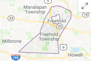 Map of Freehold Township where our attorneys defend clients charged with shoplifting.